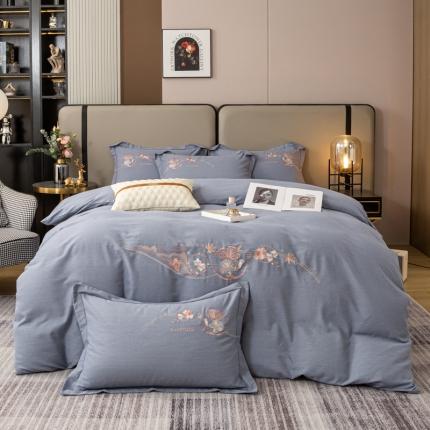 91家纺网 家纺一手货源 找家纺 总昊翔家纺 2024新款绣花全棉磨毛四件套刺绣工艺款量大优惠