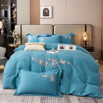 91家纺网 家纺一手货源 找家纺 总昊翔家纺 2024新款绣花全棉磨毛四件套刺绣工艺款量大优惠