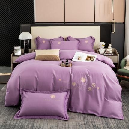 91家纺网 家纺一手货源 找家纺 昊翔家纺 2024新款绣花全棉磨毛刺绣工艺款四件套量大优惠兰迪-紫