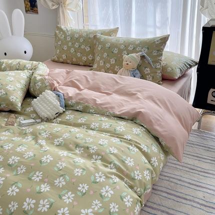 91家纺网 家纺一手货源 找家纺 （总）桃子 2023新款ins韩系少女心碎花小清新卡通纯棉系列四件套