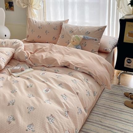 91家纺网 家纺一手货源 找家纺 （总）桃子 2023新款ins韩系少女心碎花小清新卡通纯棉系列四件套