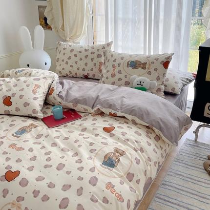 91家纺网 家纺一手货源 找家纺 （总）桃子 2023新款ins韩系少女心碎花小清新卡通纯棉系列四件套