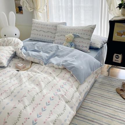 91家纺网 家纺一手货源 找家纺 （总）桃子 2023新款ins韩系少女心碎花小清新卡通纯棉系列四件套