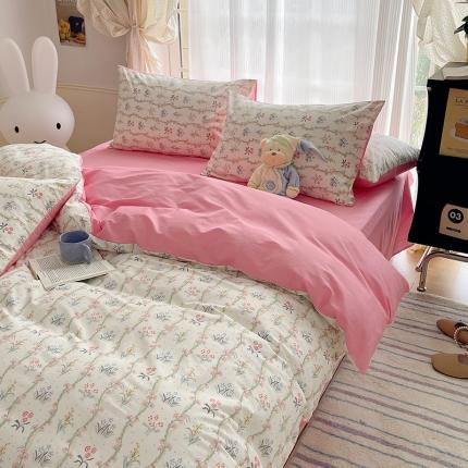 桃子 2023新款ins韩系少女心碎花小清新卡通纯棉系列四件套 棉-春意