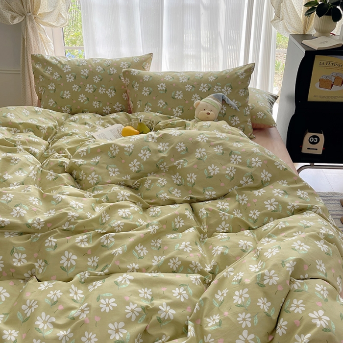 91家纺网 家纺一手货源 找家纺 桃子 2023新款ins韩系少女心碎花小清新卡通纯棉系列四件套 棉-椿野