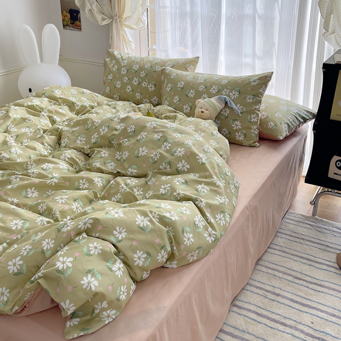 91家纺网 家纺一手货源 找家纺 桃子 2023新款ins韩系少女心碎花小清新卡通纯棉系列四件套 棉-椿野