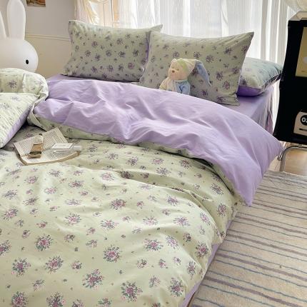 桃子 2023新款ins韩系少女心碎花小清新卡通纯棉系列四件套 棉-浮影