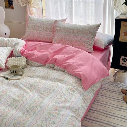 桃子 2023新款ins韩系少女心碎花小清新卡通纯棉系列四件套 棉-花香伊人