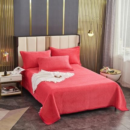 佳梦家纺 2023新款牛奶绒华夫格床盖 红色