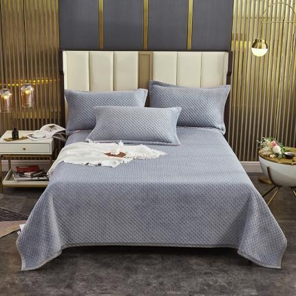 佳梦家纺 2023新款牛奶绒华夫格床盖 灰色