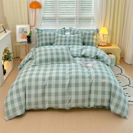 91家纺网 家纺一手货源 找家纺 凯磊家纺 新款原棉老粗布四件套 阳光格