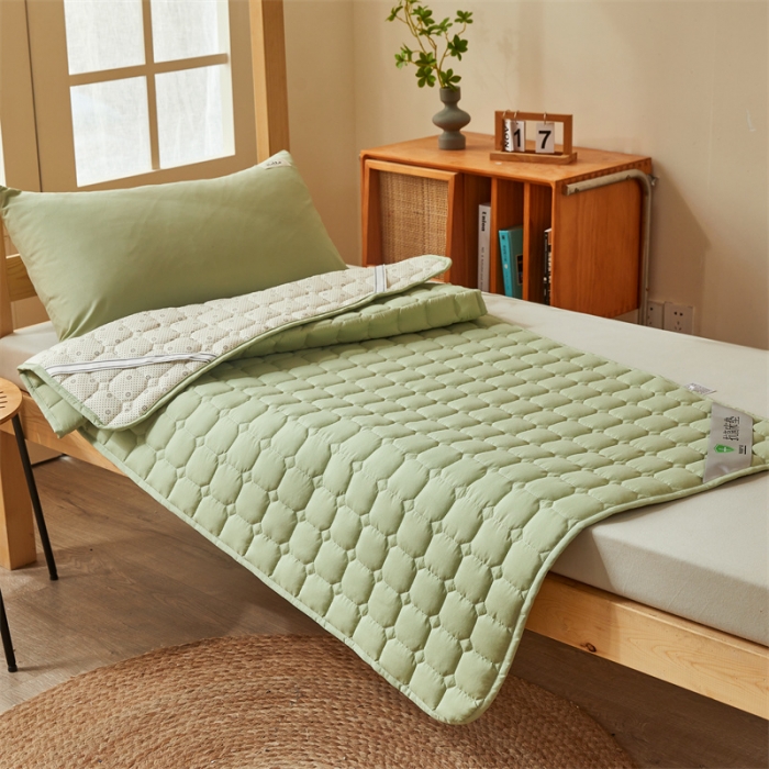 91家纺网 家纺一手货源 找家纺 雯豆学生宿舍上下铺床护垫软垫子加厚榻榻米防滑床褥子 玉米床褥-烟豆青