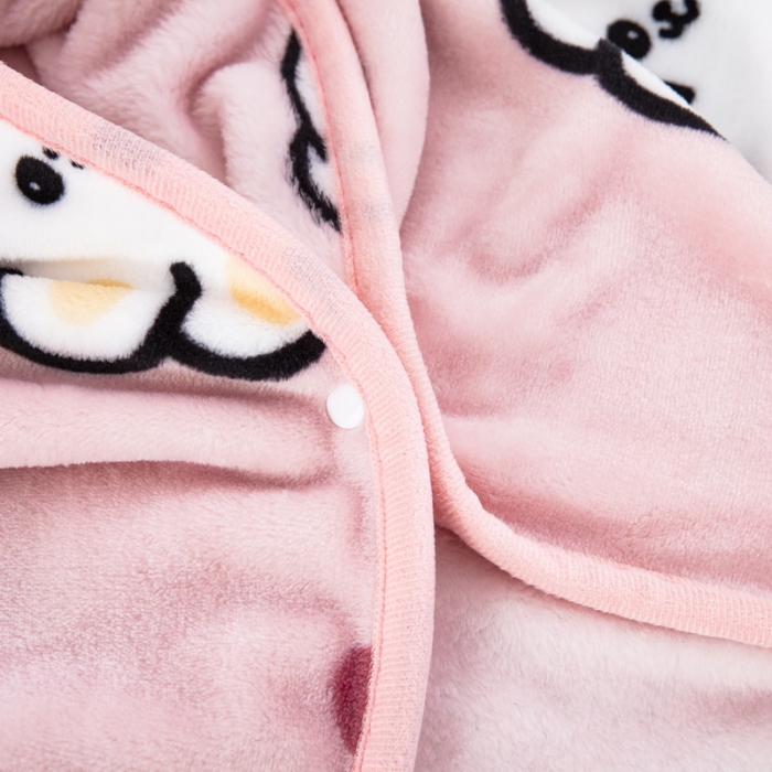 91家纺网 家纺一手货源 找家纺 恋尚羽 2025秋冬爆款印花披肩毯盖毯 萌萌兔粉