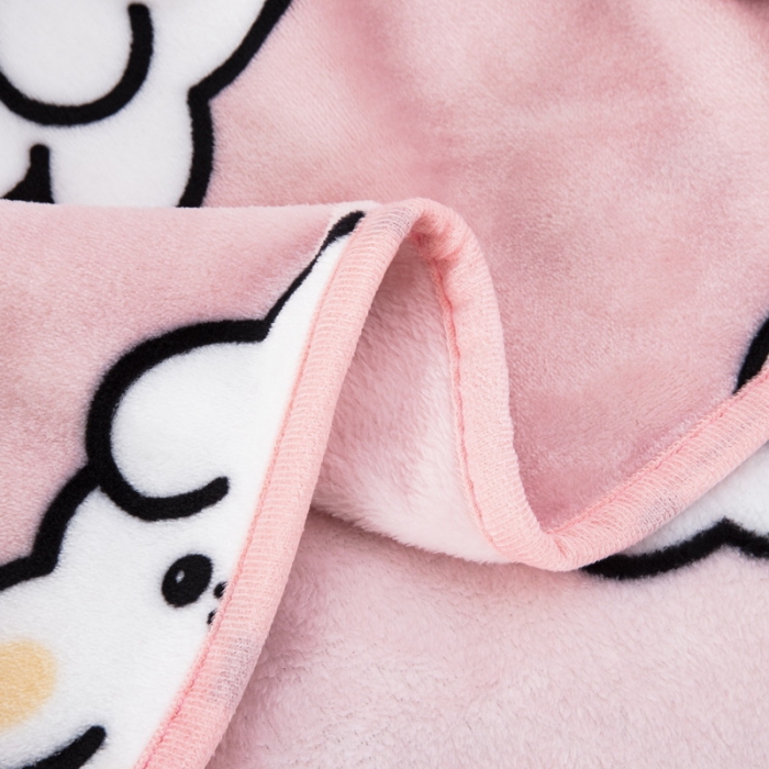 91家纺网 家纺一手货源 找家纺 恋尚羽 2025秋冬爆款印花披肩毯盖毯 萌萌兔粉