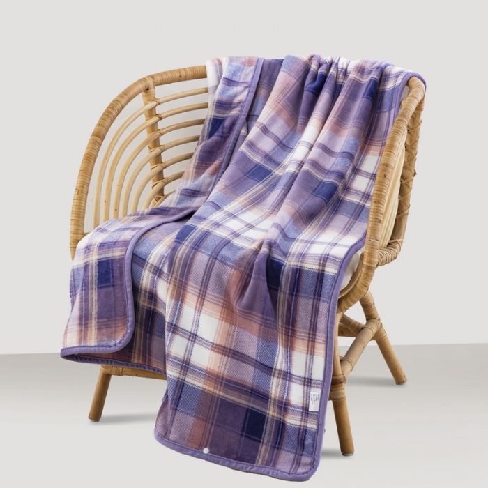 91家纺网 家纺一手货源 找家纺 恋尚羽 2025秋冬爆款印花披肩毯盖毯 温柔一刀紫