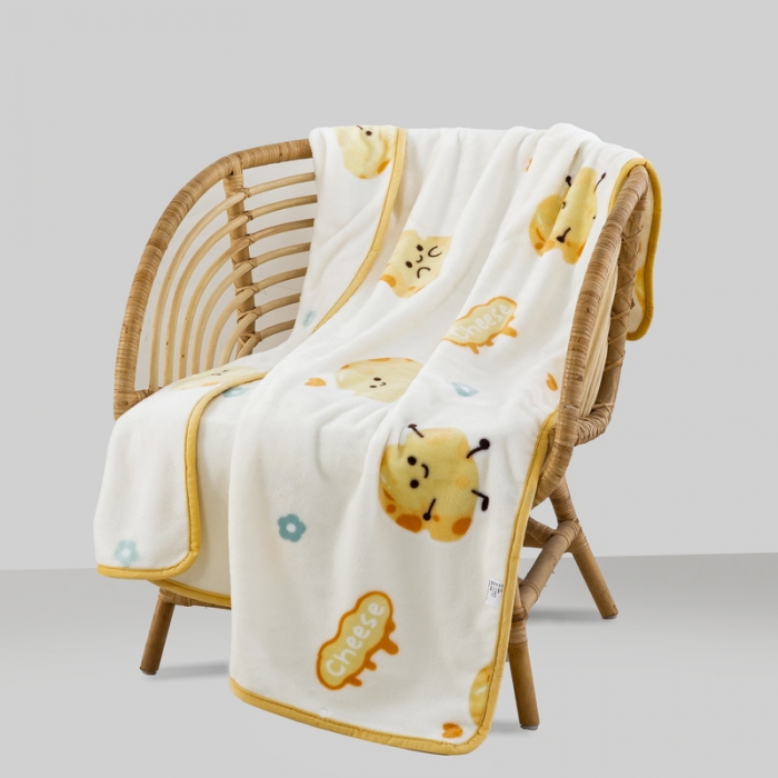 91家纺网 家纺一手货源 找家纺 恋尚羽 2025秋冬爆款印花披肩毯盖毯 奶酪