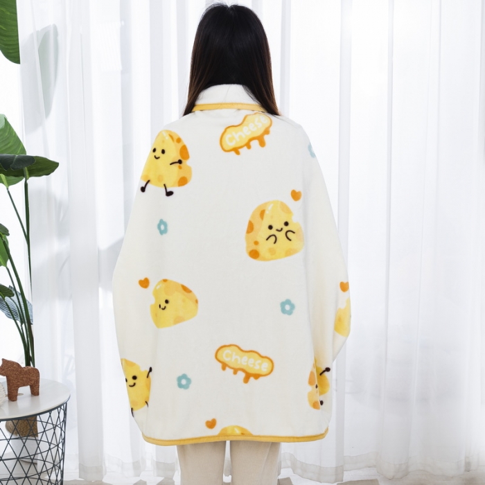 91家纺网 家纺一手货源 找家纺 恋尚羽 2025秋冬爆款印花披肩毯盖毯 奶酪