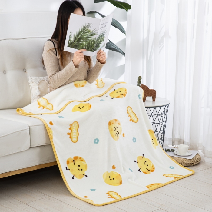 91家纺网 家纺一手货源 找家纺 恋尚羽 2025秋冬爆款印花披肩毯盖毯 奶酪