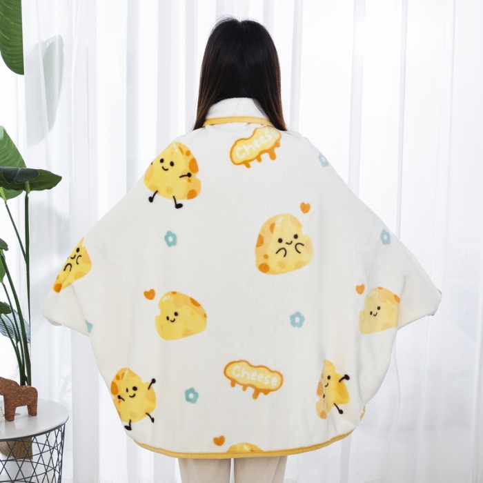 91家纺网 家纺一手货源 找家纺 恋尚羽 2025秋冬爆款印花披肩毯盖毯 奶酪