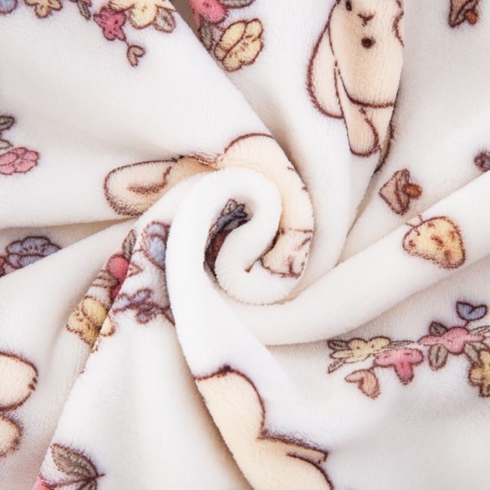 91家纺网 家纺一手货源 找家纺 恋尚羽 2025秋冬爆款印花披肩毯盖毯 花环兔