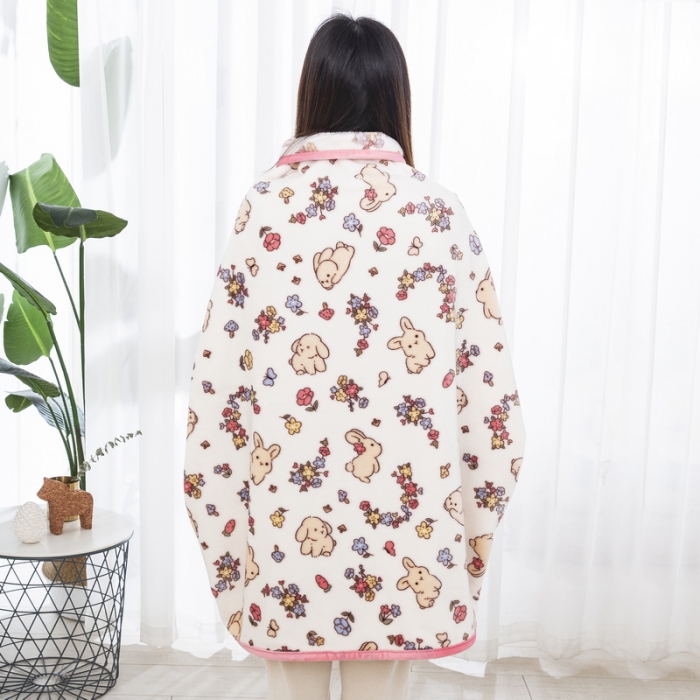 91家纺网 家纺一手货源 找家纺 恋尚羽 2025秋冬爆款印花披肩毯盖毯 花环兔