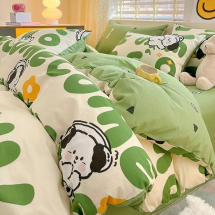 91家纺网 家纺一手货源 找家纺 瑞莱 2023秋季新款13372全棉印花四件套-卡通系列皮皮狗