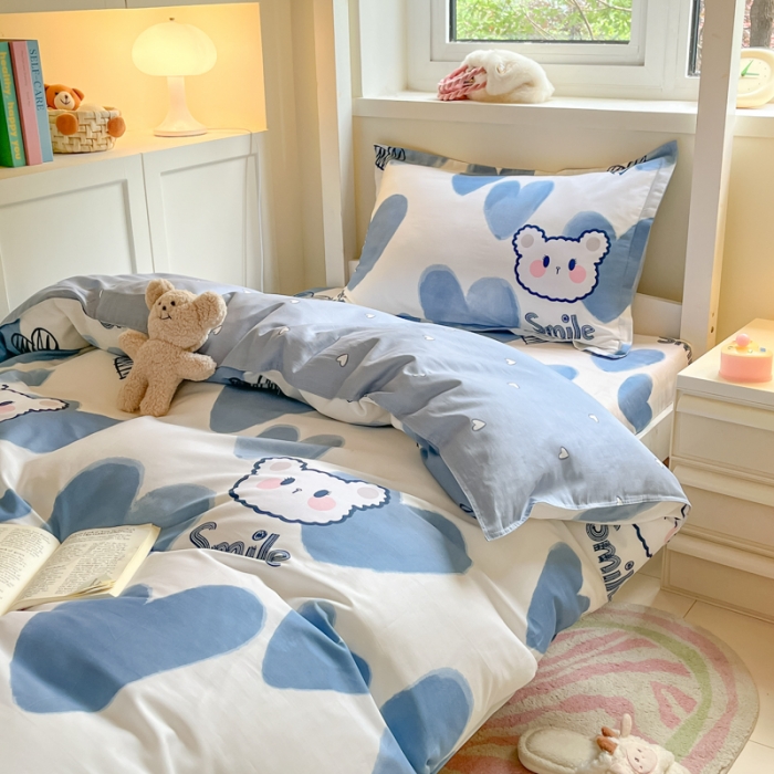 91家纺网 家纺一手货源 找家纺 铭成 2024新款全棉印花三件套 波波熊