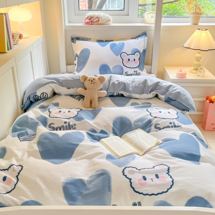 91家纺网 家纺一手货源 找家纺 铭成 2024新款全棉印花三件套 波波熊