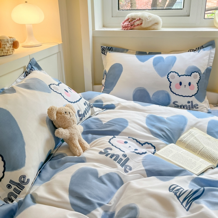 91家纺网 家纺一手货源 找家纺 铭成 2024新款全棉印花三件套 波波熊