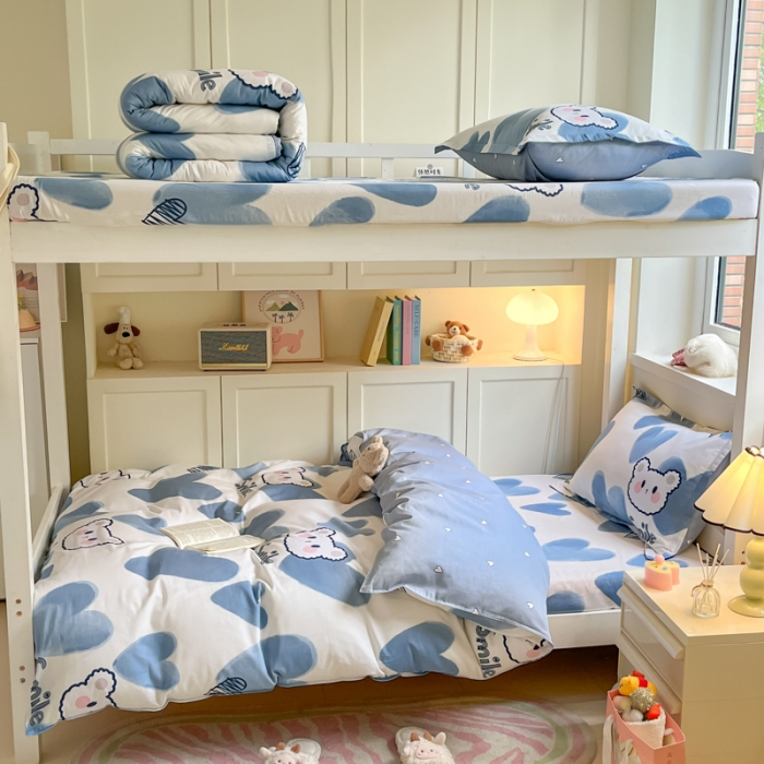 91家纺网 家纺一手货源 找家纺 铭成 2024新款全棉印花三件套 波波熊