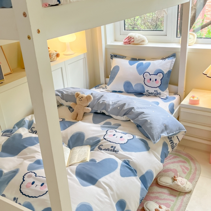 91家纺网 家纺一手货源 找家纺 铭成 2024新款全棉印花三件套 波波熊