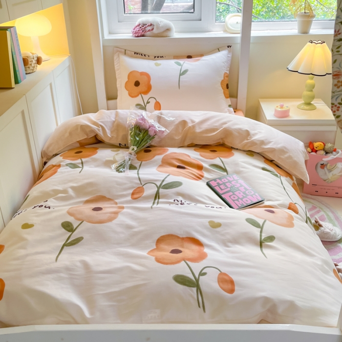 91家纺网 家纺一手货源 找家纺 铭成 2024新款全棉印花三件套 花满荷塘