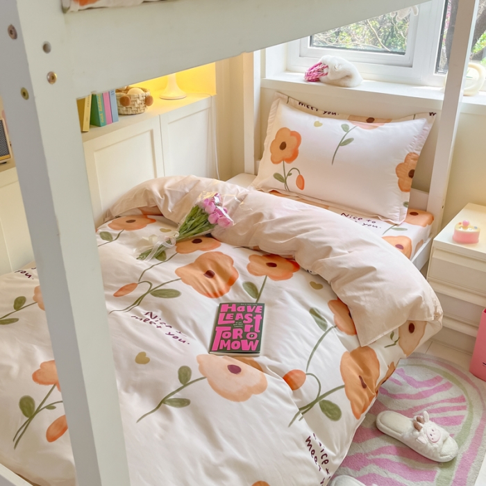 91家纺网 家纺一手货源 找家纺 铭成 2024新款全棉印花三件套 花满荷塘