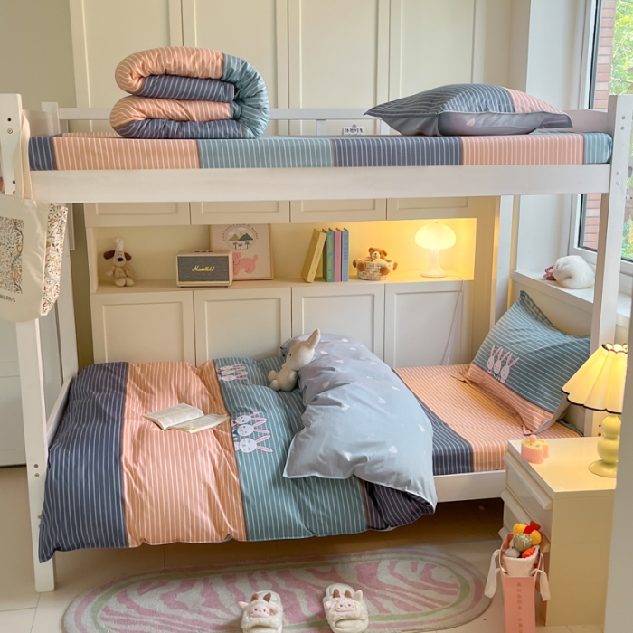 91家纺网 家纺一手货源 找家纺 铭成 2024新款全棉印花三件套 可妮