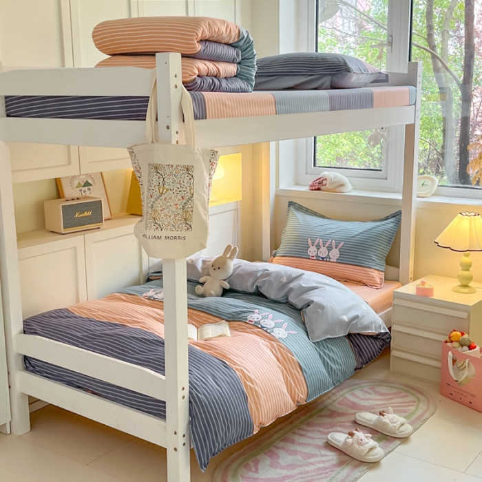 91家纺网 家纺一手货源 找家纺 铭成 2024新款全棉印花三件套 可妮