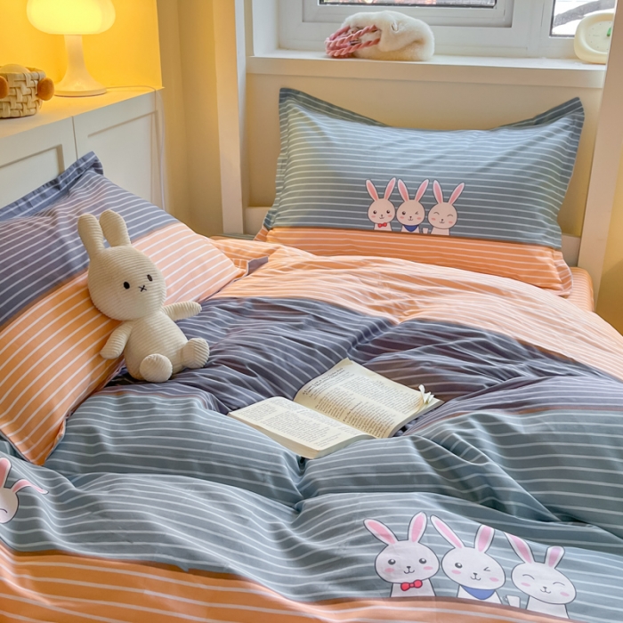 91家纺网 家纺一手货源 找家纺 铭成 2024新款全棉印花三件套 可妮