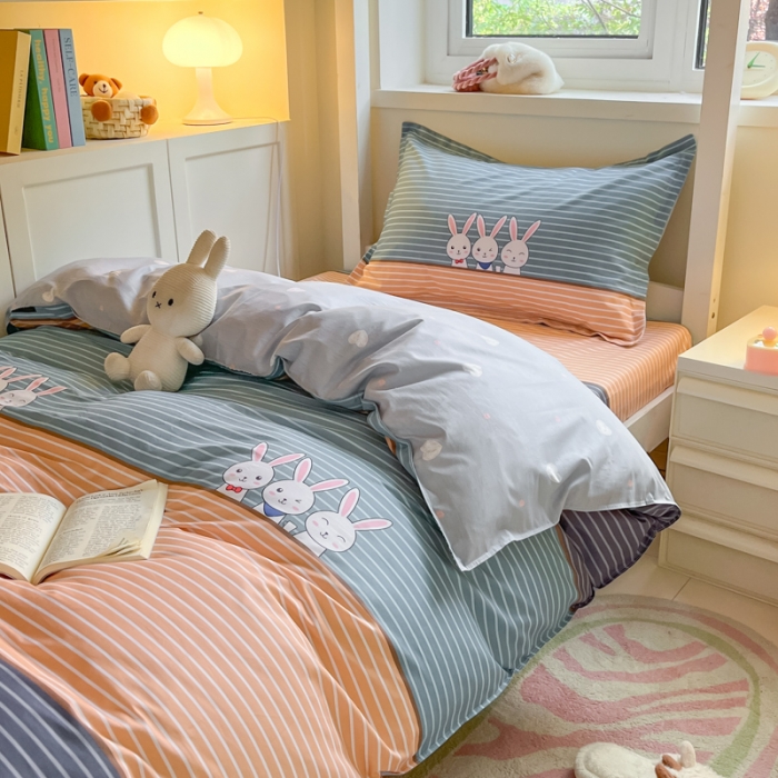 91家纺网 家纺一手货源 找家纺 铭成 2024新款全棉印花三件套 可妮