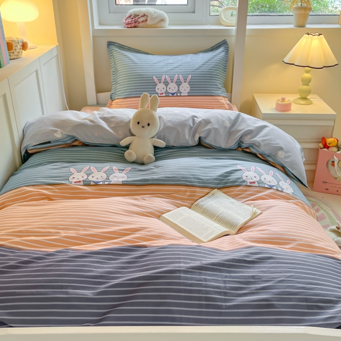 91家纺网 家纺一手货源 找家纺 铭成 2024新款全棉印花三件套 可妮