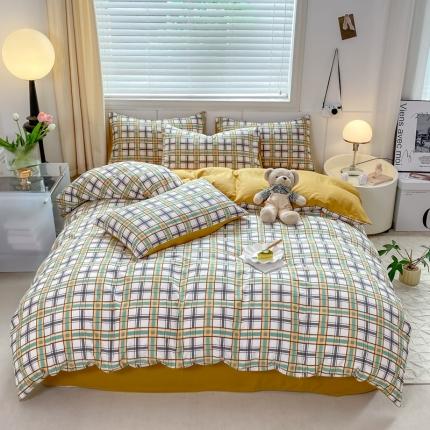 91家纺网 家纺一手货源 找家纺 （总）红日子 2024新款水洗棉麻双层纱四件套