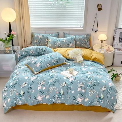 91家纺网 家纺一手货源 找家纺 （总）红日子 2024新款水洗棉麻双层纱四件套