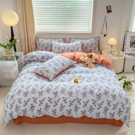 91家纺网 家纺一手货源 找家纺 （总）红日子 2024新款水洗棉麻双层纱四件套