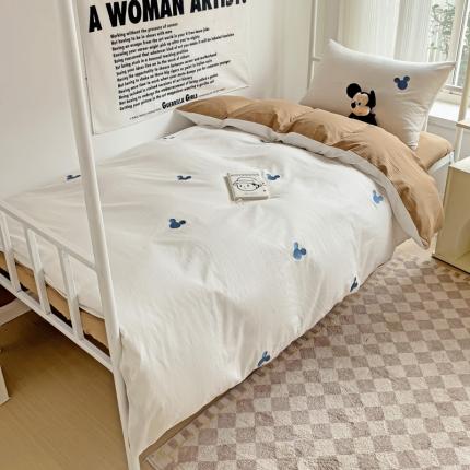 91家纺网 家纺一手货源 找家纺 静家居 202440sA类水洗棉米奇学生三件套 米奇墨蓝