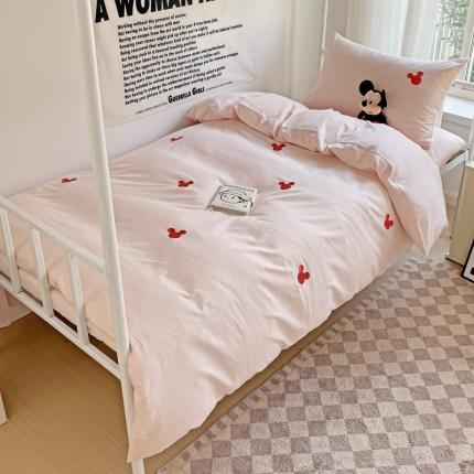 91家纺网 家纺一手货源 找家纺 静家居 202440sA类水洗棉米奇学生三件套 米奇墨蓝