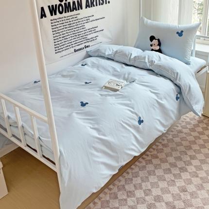 91家纺网 家纺一手货源 找家纺 静家居 202440sA类水洗棉米奇学生三件套 米奇墨蓝