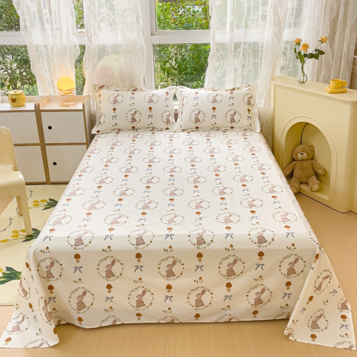 91家纺网 家纺一手货源 找家纺 金鑫汇 2023新款喷气全棉单床单 比菲兔