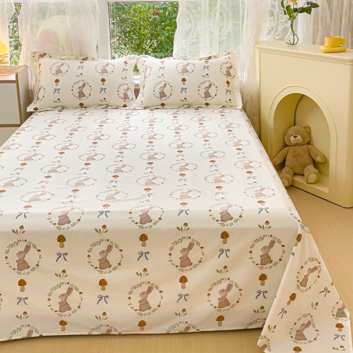 91家纺网 家纺一手货源 找家纺 金鑫汇 2023新款喷气全棉单床单 比菲兔