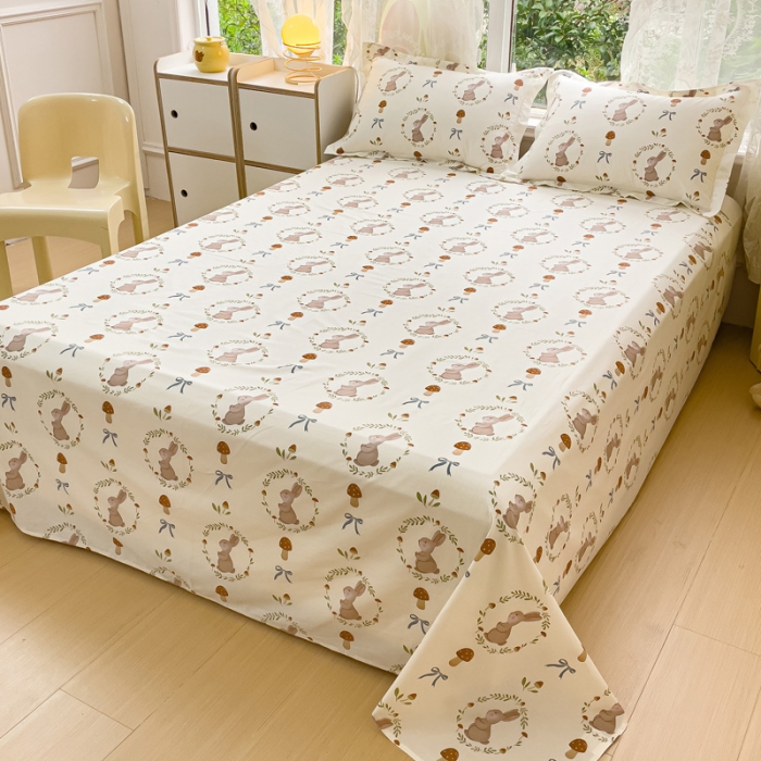 91家纺网 家纺一手货源 找家纺 金鑫汇 2023新款喷气全棉单床单 比菲兔