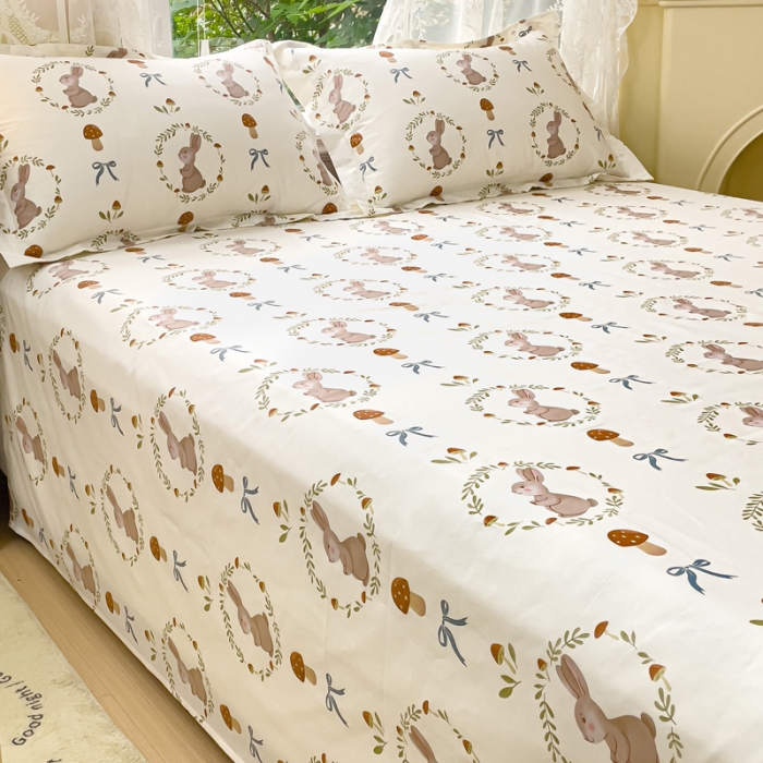 91家纺网 家纺一手货源 找家纺 金鑫汇 2023新款喷气全棉单床单 比菲兔