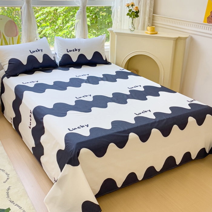 91家纺网 家纺一手货源 找家纺 金鑫汇 2023新款喷气全棉单床单 波浪世界