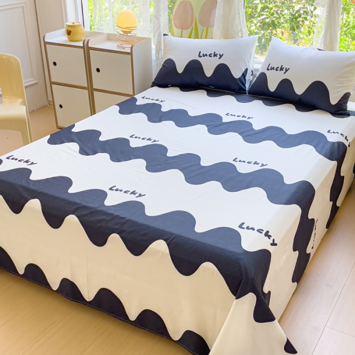 91家纺网 家纺一手货源 找家纺 金鑫汇 2023新款喷气全棉单床单 波浪世界